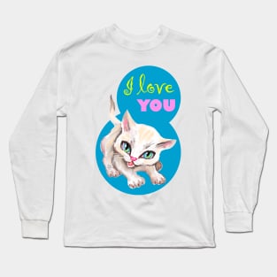 Sweet cute white kitten best friend. Love you cat. Long Sleeve T-Shirt